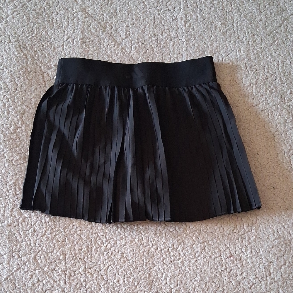 New Adidas Girls Black Pleated Tennis Skirt